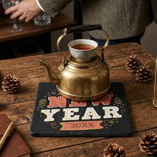 Custom Vintage Happy New Year Eve Design Unique Trivet
