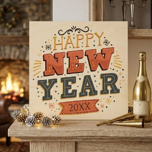 Custom Vintage Happy New Year Eve Design Unique Wood Wall Art