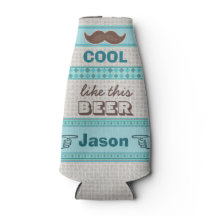 Custom Vintage Hipster Mustache Bottle Cooler