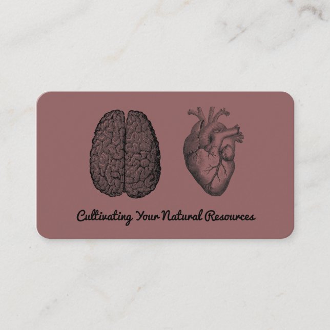 Custom Vintage Human Brain Illustration Business Card (Front)