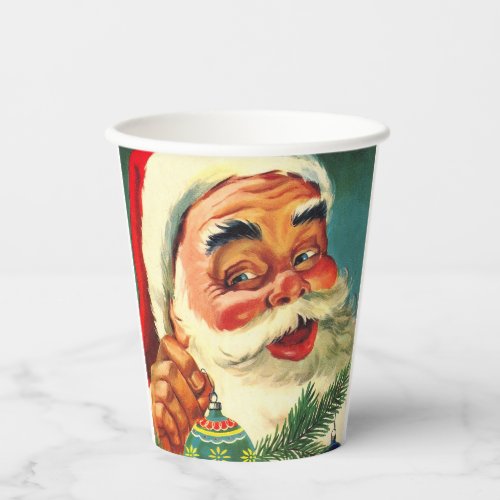 Custom Vintage Jolly Santa Claus Paper Cups