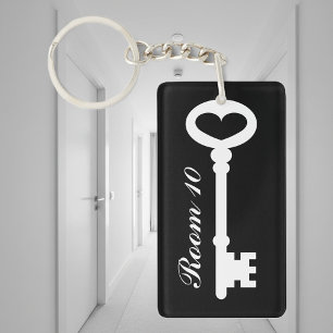 Custom vintage key hotel room or restroom keychain