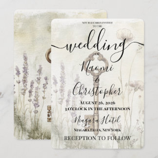 Custom Vintage Key Wedding Invitation
