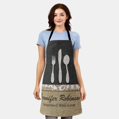 Custom Vintage Kitchen Burlap Look Apron