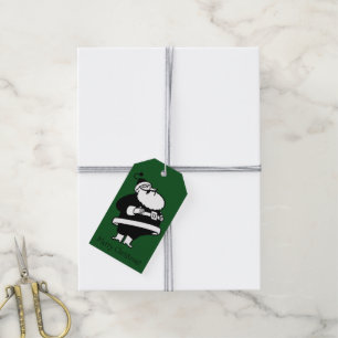 Custom Vintage Laughing Santa Green Gift Tags