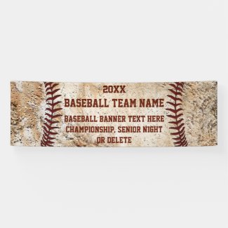 Custom Vintage look BASEBALL BANNER with Your Text
