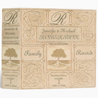 Custom Vintage Look Family Tree Wedding Album 3 Ring Binder
