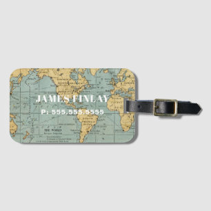 CUSTOM VINTAGE MAP LUGGAGE TAG