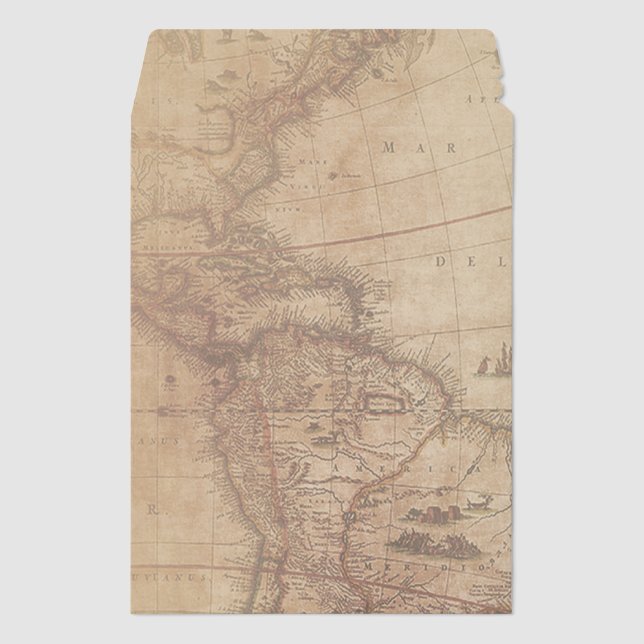 Custom Vintage Map Shipping Envelope Mailer (Front)