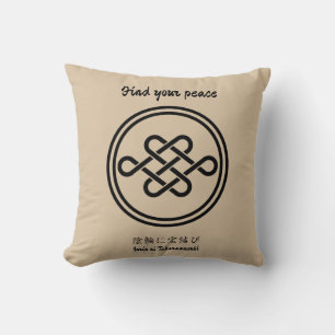 Custom Vintage Minimalist Japanese Family Crest Throw Pillow