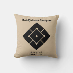 Custom Vintage Minimalist Japanese Family Crest  Throw Pillow