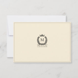 Custom Vintage Monogram Wreath Note Card