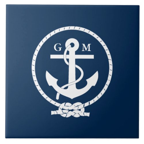 Custom Vintage Nautical Anchor and Line Tile