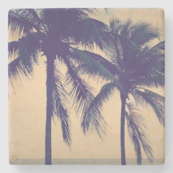 Custom Vintage Palm Beach Ocean Photo Print Gift Stone Coaster by photoedit at Zazzle