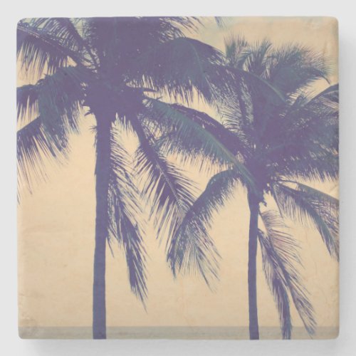 Custom vintage palm beach ocean photo print gift stone coaster