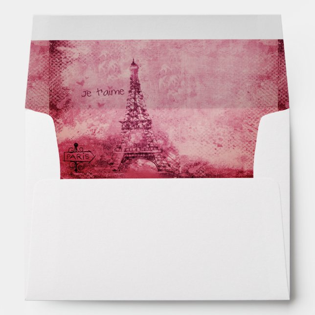 Custom Vintage Paris Valentine Lined Envelope (Back (Bottom))