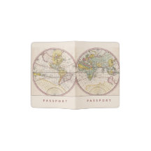 Custom Vintage Passport Holder with Old World Map