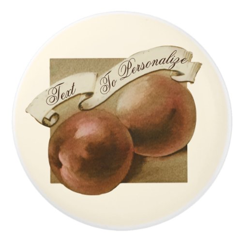 Custom Vintage Peaches Retro Fruit Old School Ceramic Knob