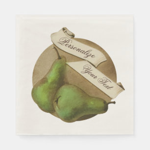 Custom Vintage Pears Retro Fruit Old School Napkins