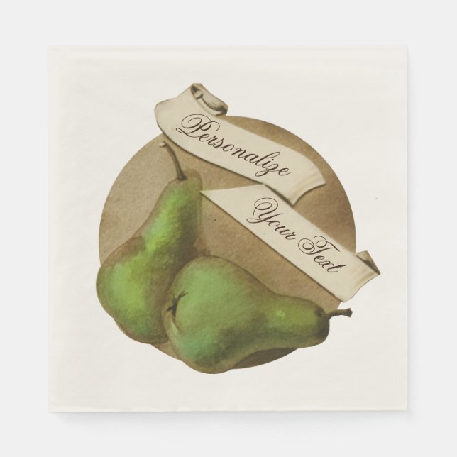 Custom Vintage Pears Retro Fruit Old School Napkins (Front)