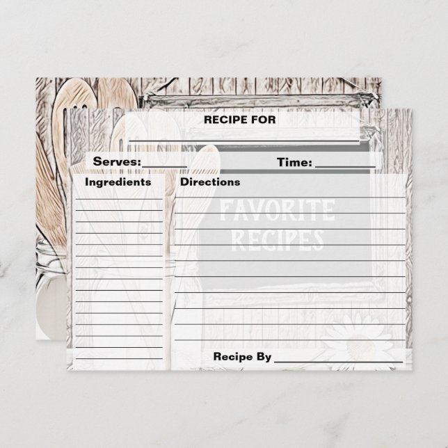 Custom Vintage Personalized Recipe Card (Front/Back)