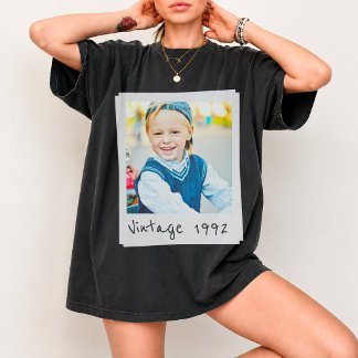 Custom Vintage Photo And Year Birthday Customazed T-Shirt