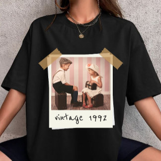 Custom Vintage Photo And Year Birthday Customazed  T-Shirt