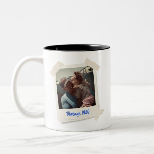 Custom Vintage Photo and Year Gift Two_Tone Coffee Mug