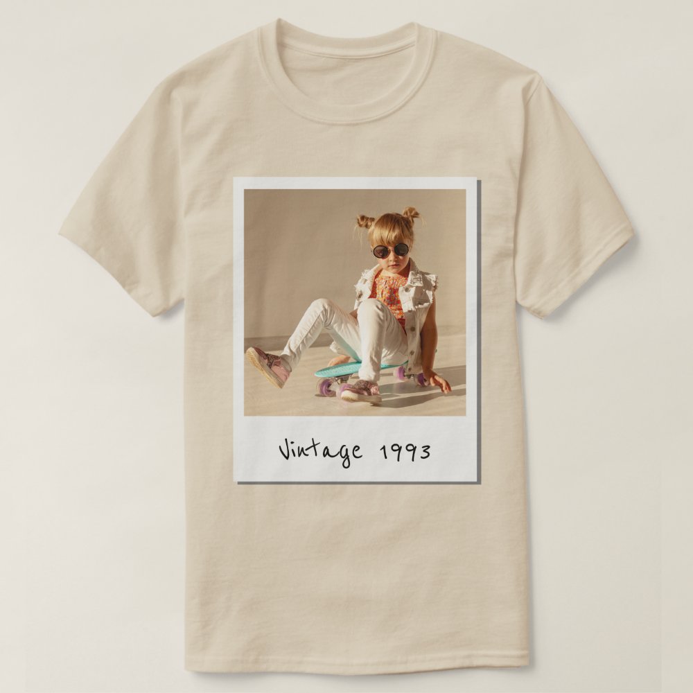 Custom Vintage Photo And Year Nostalgic Birthday Personalized T-Shirt