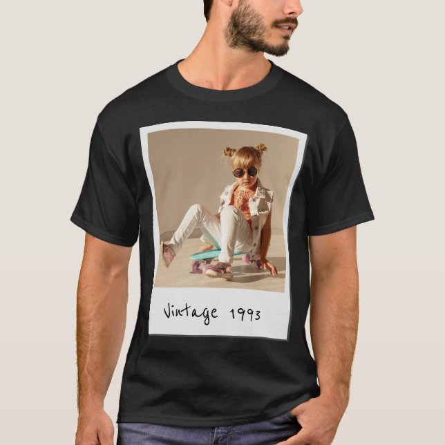 Custom Vintage Photo And Year Nostalgic Birthday T-Shirt