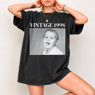 Custom Vintage Photo And Year Nostalgic Birthday T-Shirt