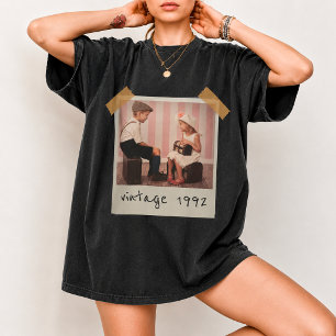 Custom Vintage Photo And Year Nostalgic Birthday  T-Shirt