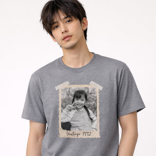 Custom Vintage Photo And Year Nostalgic Birthday T-Shirt