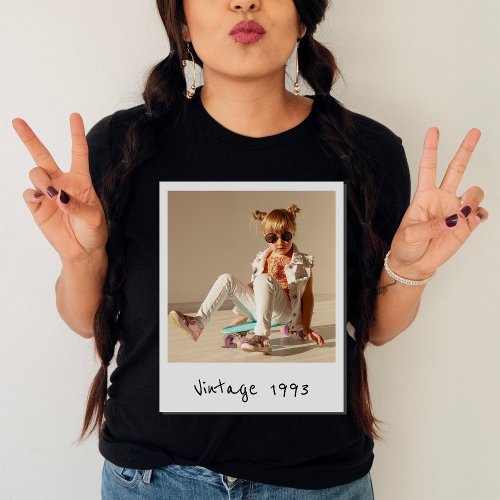 Custom Vintage Photo And Year Nostalgic Birthday T_Shirt