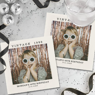 Custom Vintage Photo Birthday Napkins