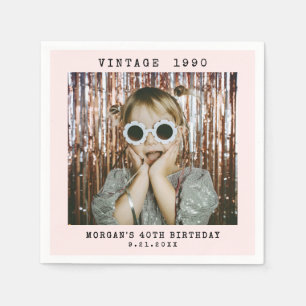 Custom Vintage Photo Birthday Napkins