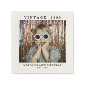 Custom Vintage Photo Birthday Napkins
