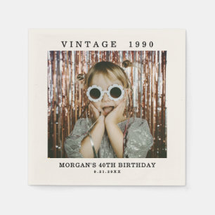 Custom Vintage Photo Birthday Napkins