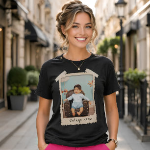 Custom Vintage Photo Birthday T-Shirt