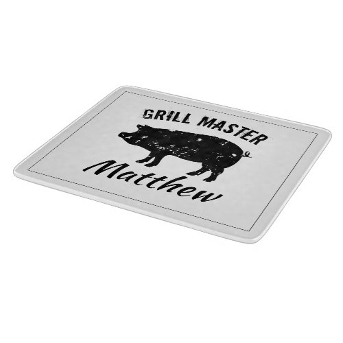 Custom vintage pig grill master cutting board gift