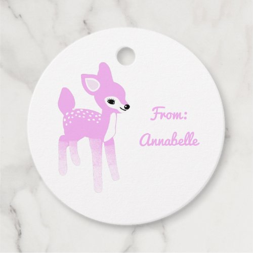 Custom Vintage Pink Kitschy Deer Christmas Gift Favor Tags