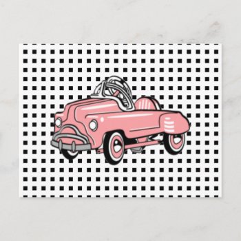 Custom Vintage Pink Pedal Car Card by Regella at Zazzle