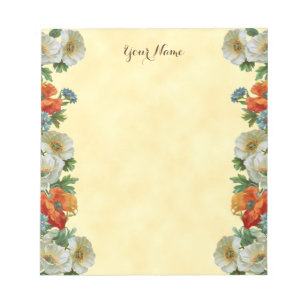Custom Vintage Poppies and Cornflowers Notepad