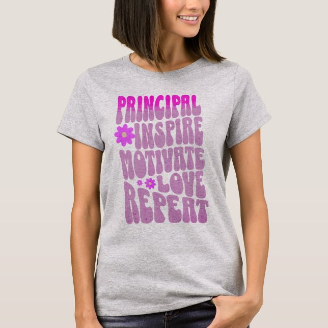 Custom Vintage Principal Inspire Motivate Love  T-Shirt (Front)