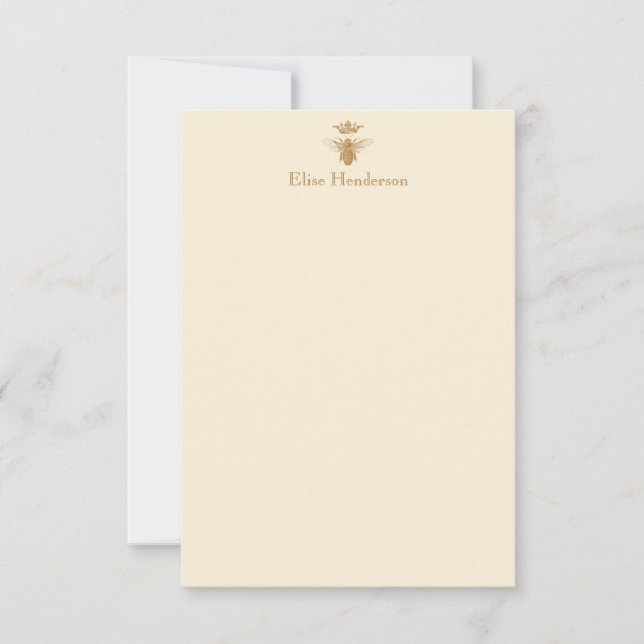 Custom Vintage Queen Bee Note Card (Front)