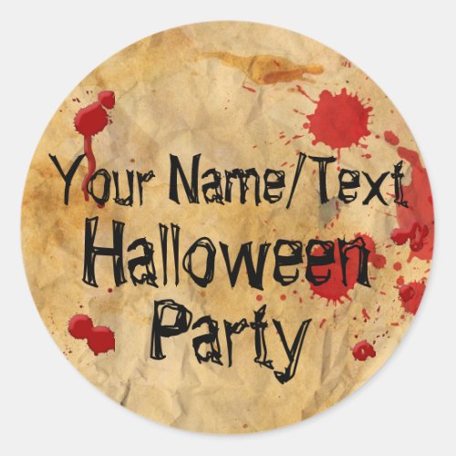 Custom Vintage Red Blood Splatter Halloween Party Classic Round Sticker