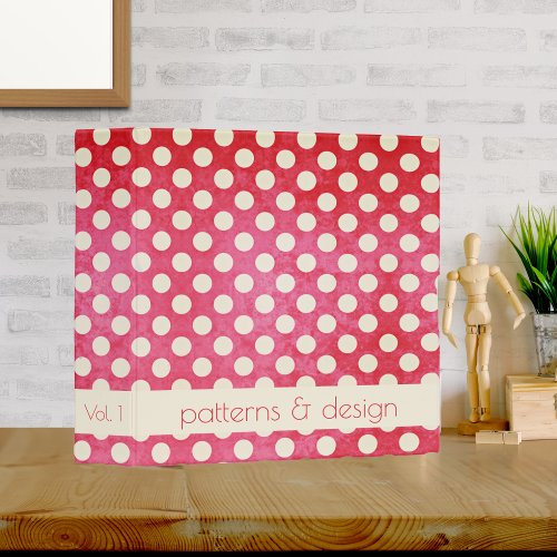 Custom Vintage Red Off White Polka Dot Pattern 3 Ring Binder