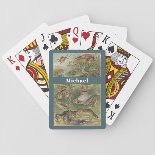 Custom Vintage Reptiles Lizards Fish  Poker Cards