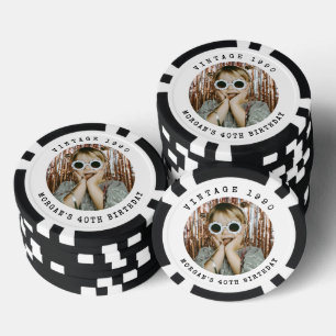 Custom Vintage Retro Photo Birthday Poker Chips