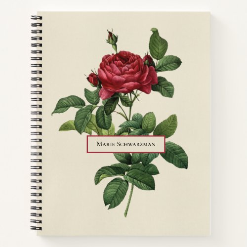 Custom Vintage Rose Engraving Notebook